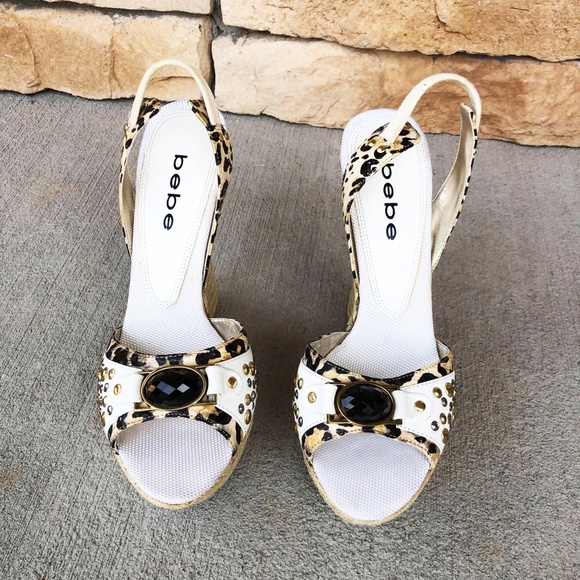 SOLD!! - Bebe Leopard Platform Espadrille Wedges - Picture 2 of 6